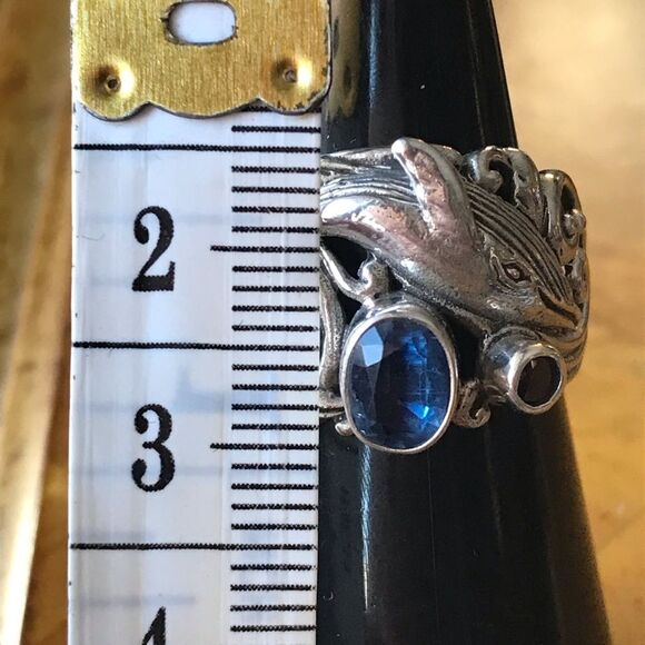 Natural Kyanite Chrome Diopside Garnet Sterling Silver Dolphin Ring Size 6 - Picture 5 of 10